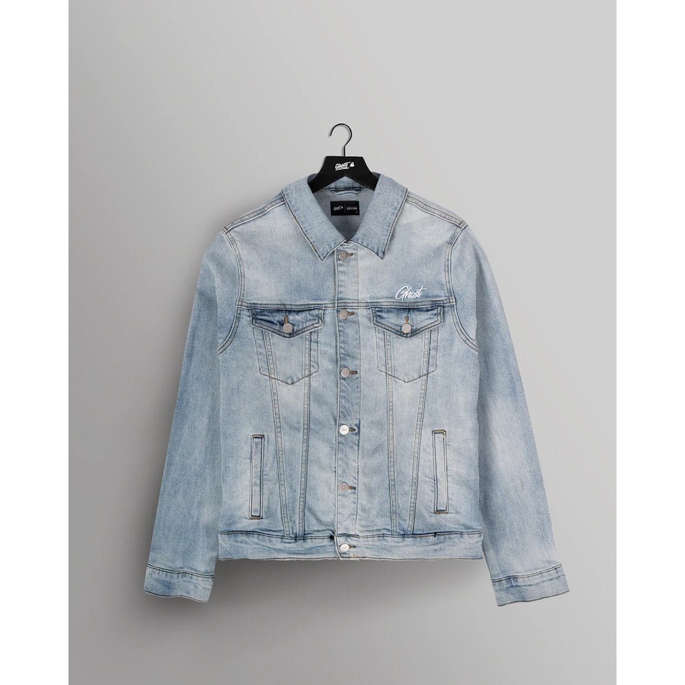 NWT Ghost Lifestyle Limited Edition Denim Trucker Jacket Light Wash Small Unisex